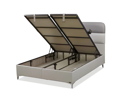 Weißes modernes Bett aus Textil und Holz