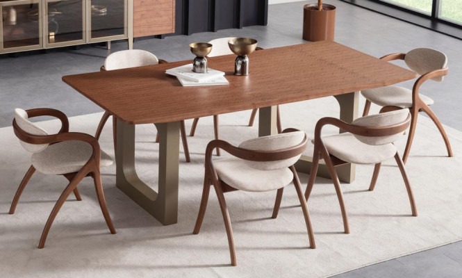 Essgruppe Esstisch mit 6 Lehnstühlen Stuhlgruppe Esszimmer Set Komplett 7 tlg