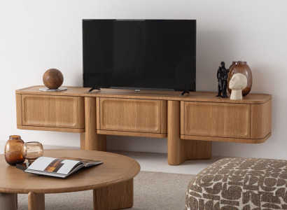 Brauner TV-Schrank, Modern, Freistehend, 3 Türen, 240x49x57 cm