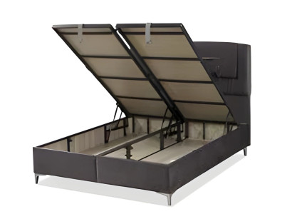 Braunes Bett aus Holz mit modernem Design und eleganter Optik