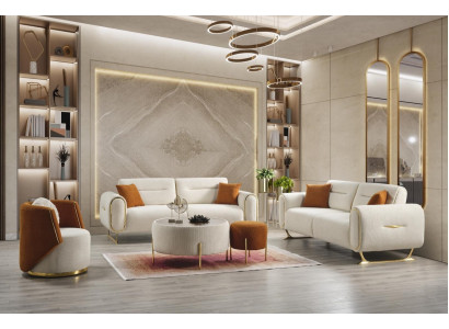 Sofagarnitur Weiß Modern 2x 3-Sitzer Sofas luxuriöse Set Design Sofa Polster