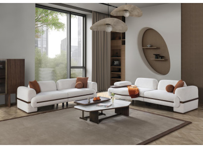 Sofagarnitur 4 3 Sitzer Set Design Sofa Polster Couchen Couch Modern Weiß