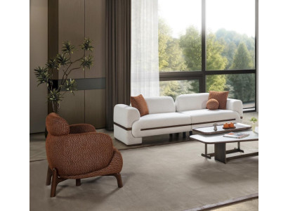Luxus Weiß Wohnzimmer Set Sofa 3-Sitzer Sessel Modernes Design Couch
