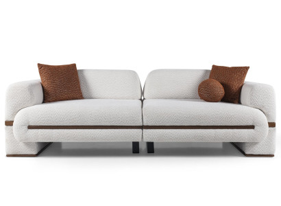 Couch 3 Sitzer Polster Luxus Möbel Wohnzimmer Sofa Ovale Beige 240cm