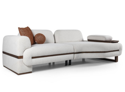 Couch 4 Sitzer Polster Luxus Möbel Wohnzimmer Sofa Ovale Beige 255cm