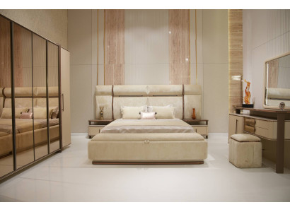 Elegantes Schlafzimmer-Set in Beige aus Holz mit stilvollem Design