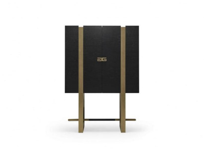 Schwarze Vitrine, 1 Schublade, Holz, Modern, Dunkles Holz, Freistehend