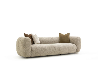 Luxus Sofa fester Stoff Viersitzer Couch Elegante Couchen Beige Möbel 261cm