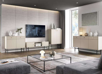 Wohnzimmer Wohnwand Sideboard 2x Kommode Möbel Holzmöbel TV-Lowboard Set