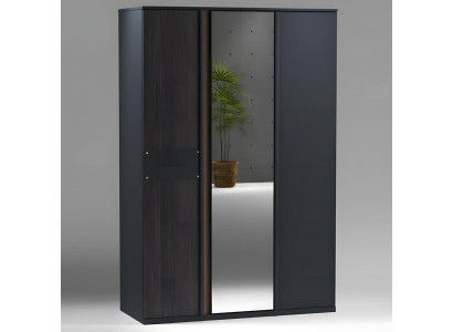 Grauer Holzschrank modern, eleganter Stauraum für Schlafzimmer