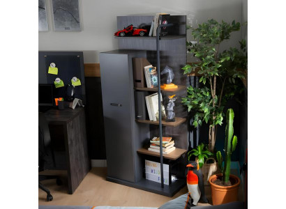 Elegantes graues Holz Bücherregal im modernen Design