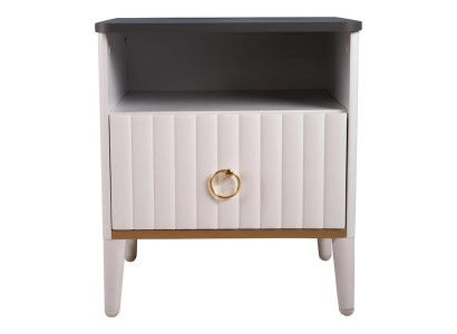 Moderner weißer Nachttisch aus Holz mit Schubladen