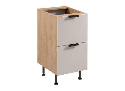 Küchenschrank Küchenunterschrank Schrank 2 Schubladen Beige-Weiß Modern