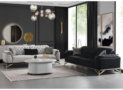 Polstermöbel Sofagarnitur Sofalandschaft Couchmöbel Sofa Wohnzimmer Couch 3+3