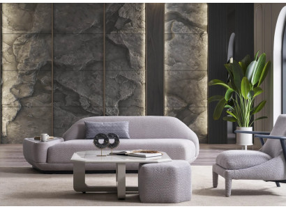 Exklusive Graue Polstergarnitur Designer 3-Sitzer Couch Textilsessel