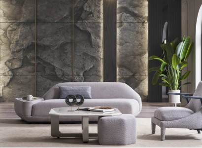 Exklusive Graue Polstergarnitur Designer 3-Sitzer Couch Textilsessel