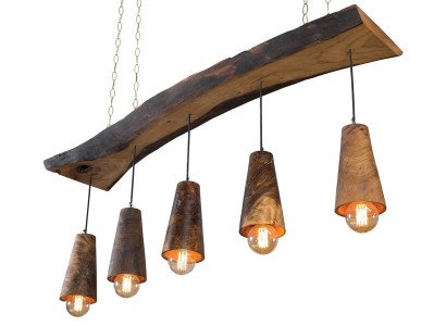 Braune Holzlampe elegantes Design warme Beleuchtung Wohnzimmer Büro