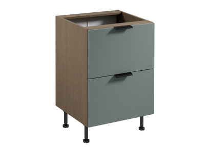 Küchenschrank Basisunterschrank Stauraumschrank Schubladen Braun-Grau