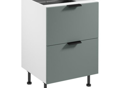 Unterer Küchenschrank Schubladenschrank Besteckeinsatz Weiß-Grau Küche