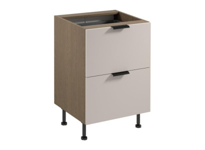 Unterschrank Küchenschrank 2 Schubladen Besteckkasten Braun-Beige Küche