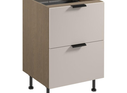 Unterschrank Küchenschrank 2 Schubladen Besteckkasten Braun-Beige Küche