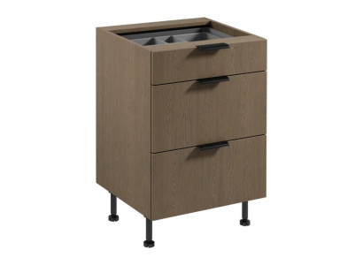 Küchenschrank Stauraumschrank Schrank 3 Schubladen Besteckeinsatz Braun