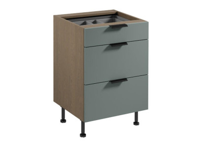 Unterer Küchenschrank Schubladenschrank mit Besteckkasten Braun-Grau