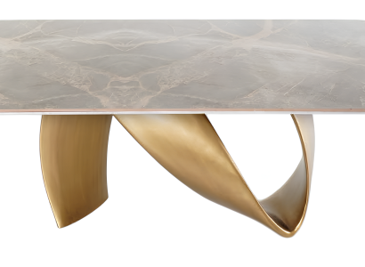 Beiger Küchentisch Abgerundeter Esstisch Esszimmer Holzgestell Tisch