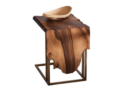 Beistelltisch aus Holz und Metall in Braun modern elegant