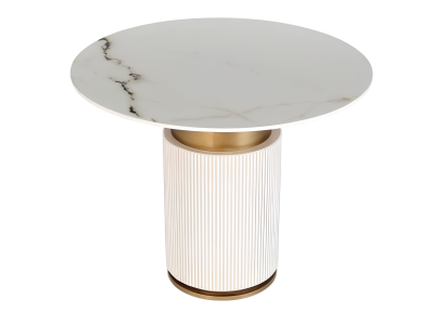 Stilvoller Runder Weißer Esstisch Esszimmer Designer Holztisch