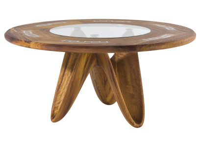 Eleganter runder Couchtisch aus Holz in warmem Braun