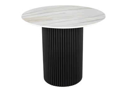 Stilvoller Weißer Rundtisch Esszimmertisch Marmorimitation Tische