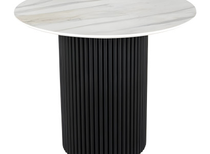 Stilvoller Weißer Rundtisch Esszimmertisch Marmorimitation Tische