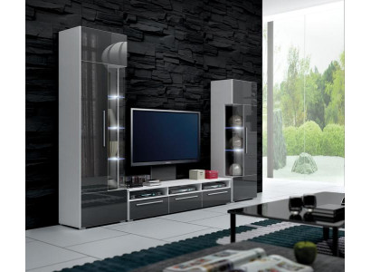 Luxuriöses Wohnwand Komplett Wohnzimmer TV-Lowboard + 2x Vitrine Set