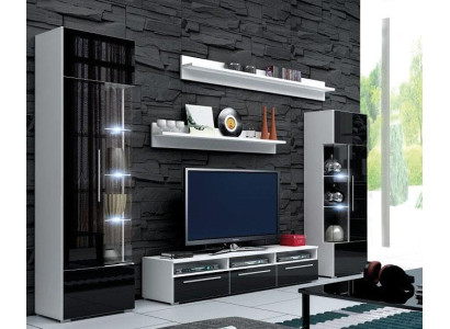 Wohnwand Wandregale Komplett Wohnzimmer TV-Lowboard Vitrine Set 5tlg