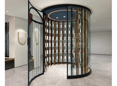 Runder Weinschrank Glasvitrine Weinablage Weinlagerregal Weinkühlschrank