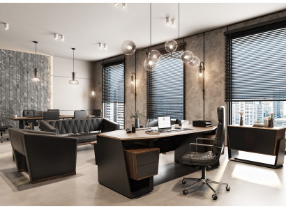 Arbeitszimmer-Set Braun Holz modern Stilvoll Büro Möbel