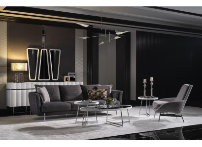 Wohnzimmer Grau Sofagarnitur Dreisitzer Sessel Luxus Couch Set 4 1 Sitzer