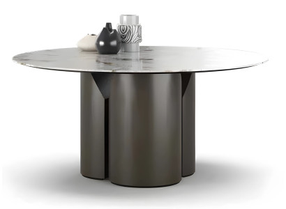 Moderner grauer Couchtisch aus Holz und Marmor