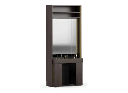 Eleganter grauer Schminktisch aus Holz mit Spiegel