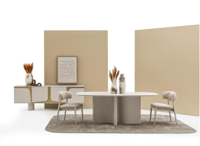 Esszimmer Set Esstisch 210cm mit 6х Stühle Gemälde Moderne Möbel 9tlg.