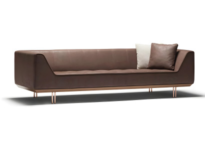 Elegantes braunes Kunstleder 3-Sitzer-Sofa im modernen Stil