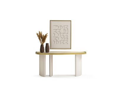 Schminktisch mit Gemälde Modernes Design Kommode mit Bild Weiß Stil