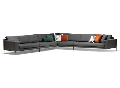 Elegantes graues Ecksofa aus Stoff modern und zeitlos