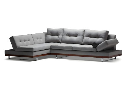 Elegantes graues Ecksofa im L-Format aus Stoff