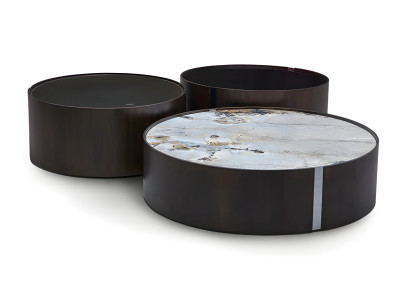 Schwarzes Metall Couchtisch-Set modern eleganter Wohnzimmertisch