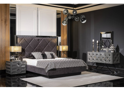 Schlafzimmer Set Bett 2x Nachttische Schminktisch Spiegel Top-Qualität Komplett