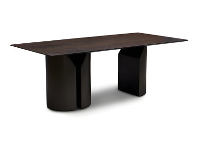 Moderner Esstisch aus Holz und Metall in Braun