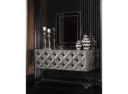 Eleganter grauer Schminktisch mit Spiegel aus Holz