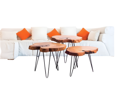 Beistelltisch aus Holz in Beige modern eleganter Wohnstil